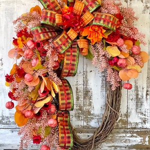 Fall Grapevine Wreath: Thanksgiving Pumpkin & Floral Decor