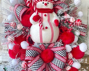 Snowman Holiday Rag Wreath - Etsy