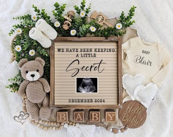 Neutral Pregnancy Announcement Template: Secret Baby Reveal (Digital Download)
