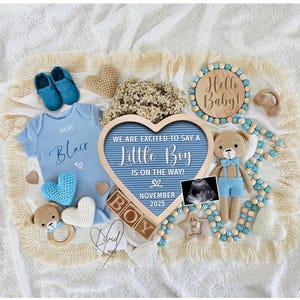 Blue Baby Boy Pregnancy Announcement: Social Media Reveal (Digital)