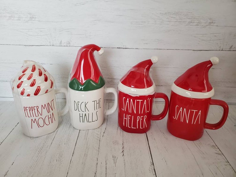 Rae Dunn mug Rae Dunn Christmas mugs with topper Santas Etsy