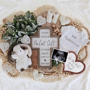 Religious Digital Pregnancy Announcement, Perfect Gift, Gender Neutral Baby Reveal, Editable Template, Social Media, Rainbow Baby, Easter