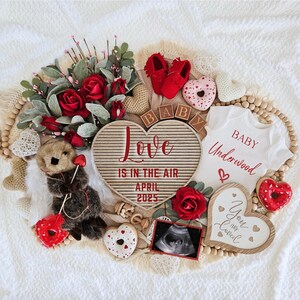 Valentine&#39;s Day Digital Pregnancy Announcement, Baby Announcement, Digital Baby Reveal, Editable Template for Social Media, February Reveal