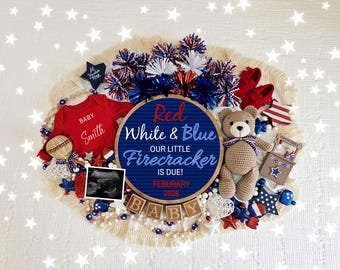 4th of July Pregnancy Announcement: Little Firecracker Editable Template (Digital Download
