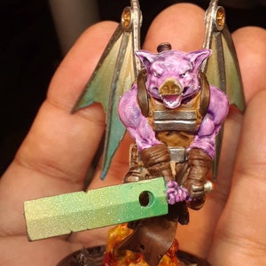 D&d miniature flying pig/steam punk/sorcerer/NPC mini hard plastic mini by wrath of kings hand painted for your collection or gaming ready