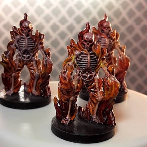D&d miniatures flaming skeletons you get 3 this set minis are hard plastic 3d print hand painted and sealed ready to play/ your collection