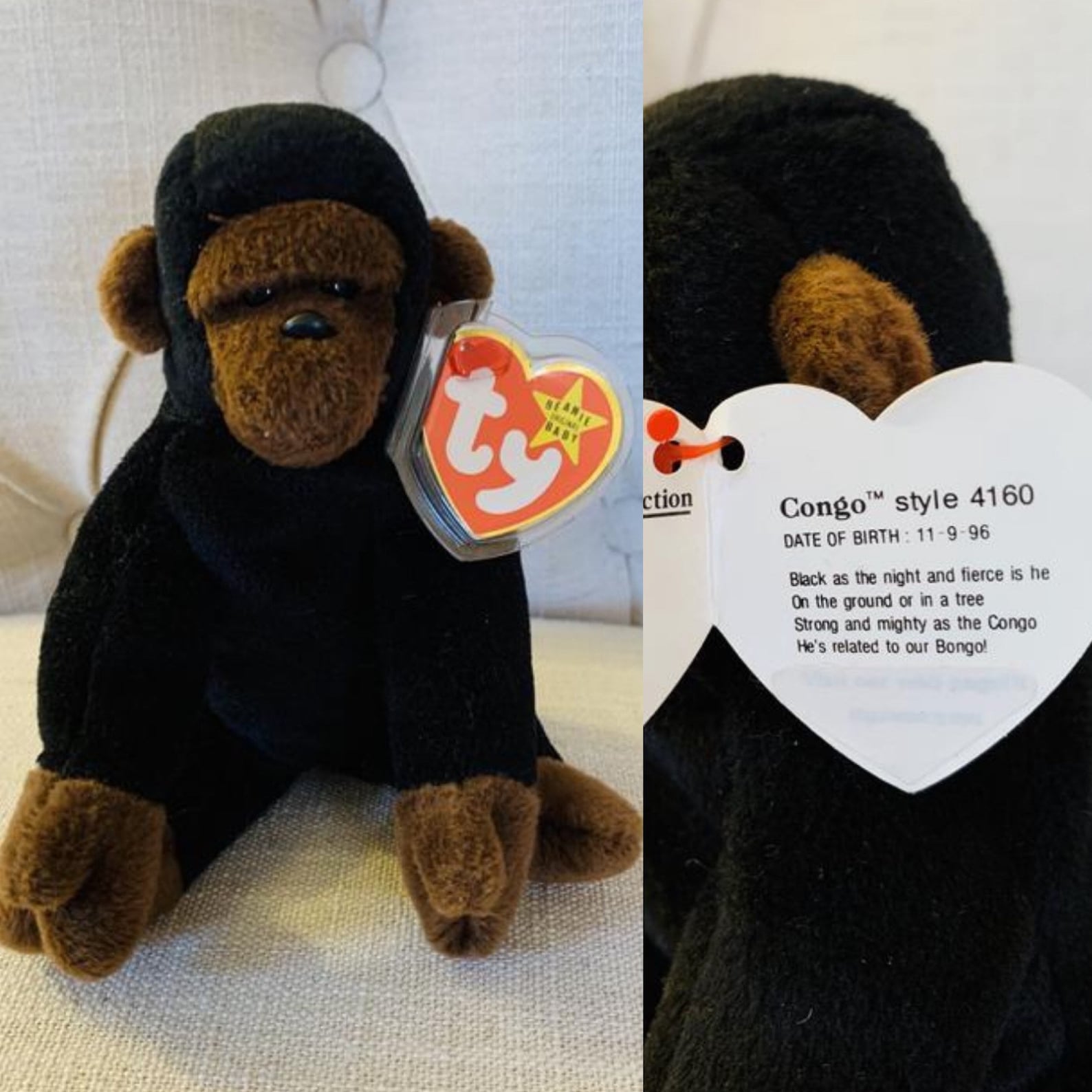 Congo Beanie Baby valuable Errors Style 4160 Numerical Birthdate: 11-9
