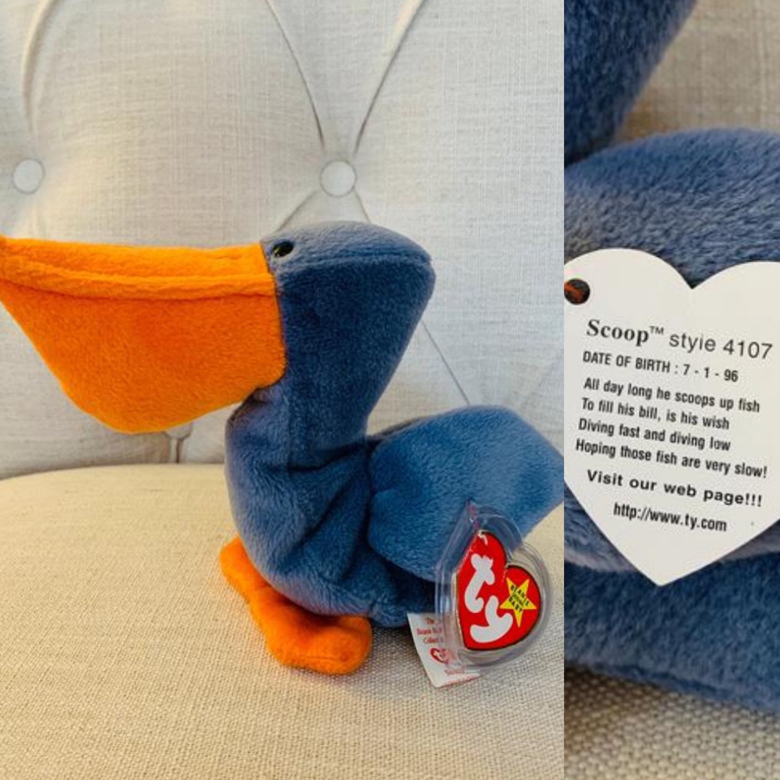 Scoop Beanie Baby MWMT valuable Errors Numeric Birthday 7196 Style