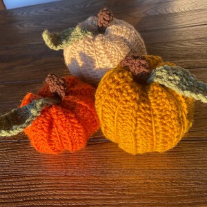 Conjunto de 3 calabazas de ganchillo hechas a mano, otoño, Halloween, decoración, Acción de Gracias, decoración de otoño, decoración de calabaza imagen 3