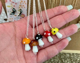 Colorful Mushroom Charm Necklace