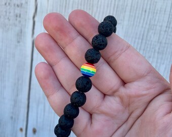 Rainbow Lava Bead Bracelet