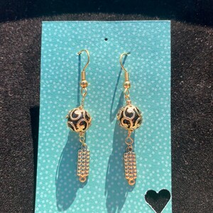 Dangle Black and Gold Earrings