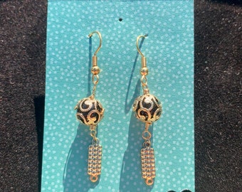 Dangle Black and Gold Earrings