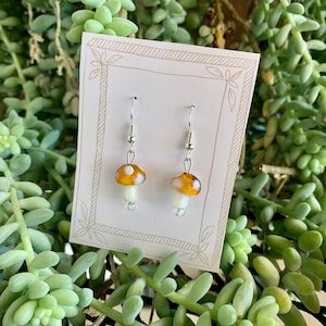 Mini Brown Mushroom Earrings