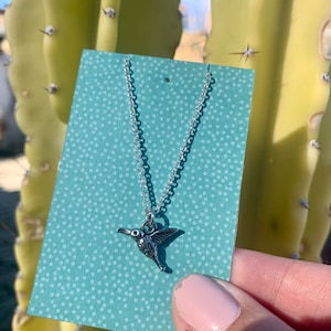 Dainty Silver Hummingbird Necklace