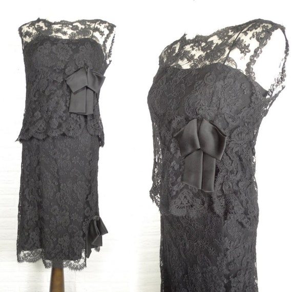 Harvey Berin Dress Vintage 1960s Black Lace