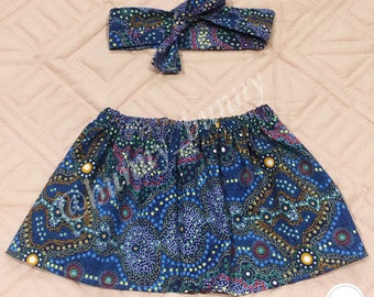 Aboriginal Print Skirt and Headband Set
