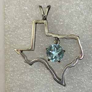 Light Blue Lone Star in Sterling Texas Pendant