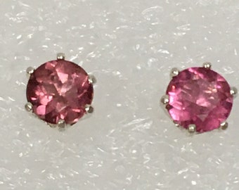 Pink Tourmaline Stud Earrings