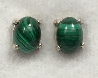Green malachite stud earrings