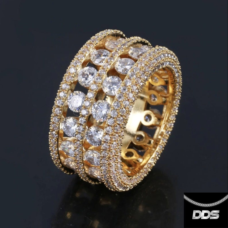 5 Sizes Diamond Ring SilverGold Color 55,57,59,62.64.6mm Hip-Hop Rap DDS Nine