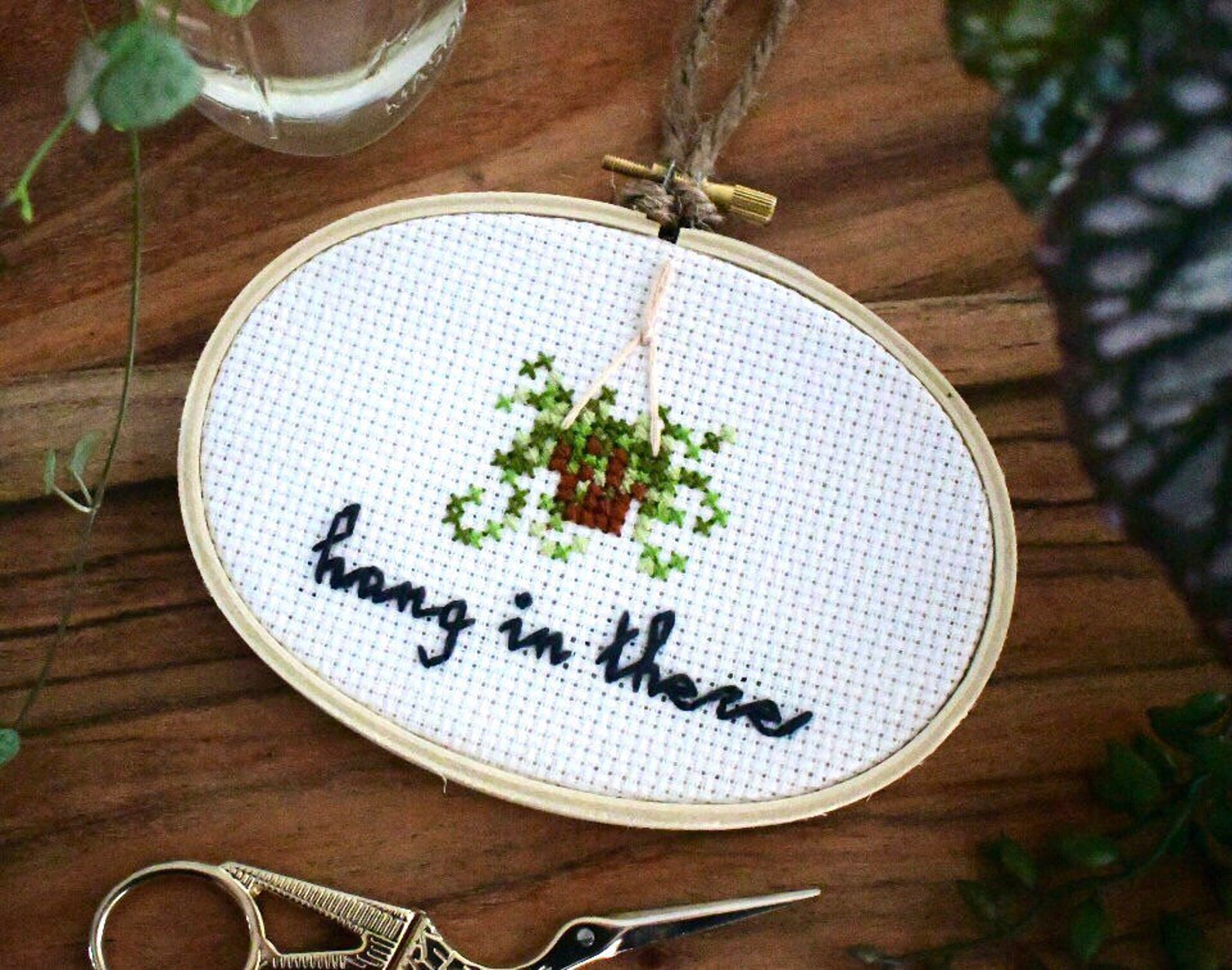 Hang in There Cross Stitch Etsy