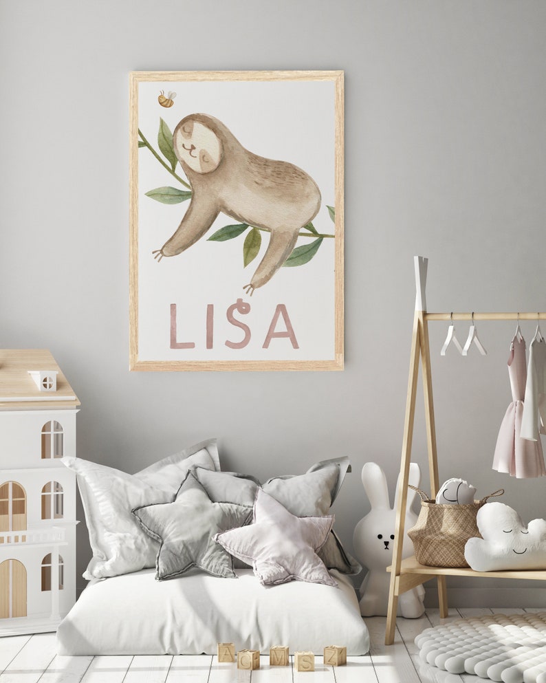 Baby sloth nursery decor for unique gift personalized | Etsy