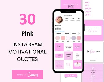 30 Pink Motivational Quotes Instagram Post Templates - Boost Your Engagement Now