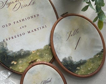Wedding Table Number, Custom Embroidery Hoop, Vintage Place Card