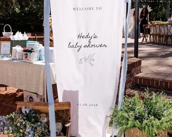 Linen Welcome Sign, Fabric Wedding or Baby Shower Banner