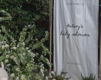 Fabric Welcome Linen Sign, Bridal Shower Decor, Baby Shower Banner