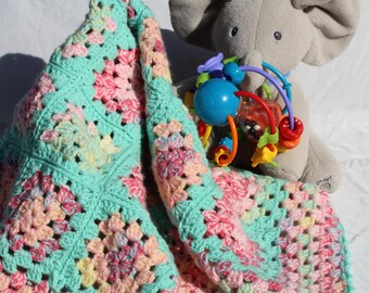 Whimsy, Eco Friendly, Handmade, Crochet Baby Blanket- Baby Décor, Vintage & Unique Crib- 32 x 36 inches