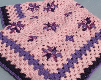 Boysenberry , Eco Friendly, Handmade, Crochet Blanket- Beautiful, Vintage & Unique