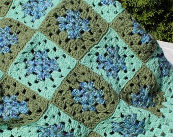 Avocado Forest, Eco Friendly, Handmade, Crochet Baby Blanket- Beautiful, Vintage & Unique