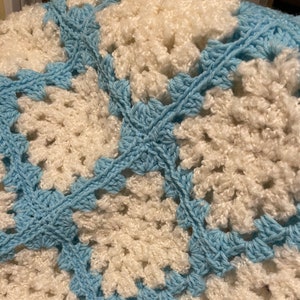 Snow Flurries, Eco Friendly, Boucle Baby Blanket, Vintage, Unique and Handmade