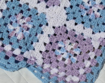 Lavender Blue Baby Crochet Blanket- Beautiful, Vintage & Unique