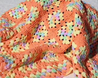 Clementine, Eco Friendly, Handmade, Crochet Baby Blanket- Baby Décor, Vintage & Unique Crib- 30.5 x 36inches