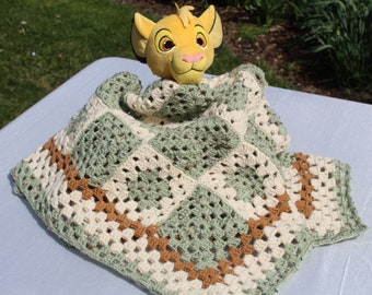 Dinosaur Park, Eco Friendly, Handmade, Crochet Baby Blanket- Beautiful, Vintage & Unique, Keepsake