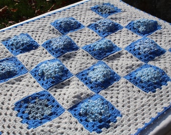 Slate Blue, Eco Friendly, Handmade, Crochet Baby Blanket- Beautiful, Vintage & Unique, Keepsake