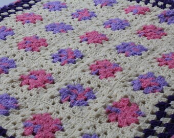 Lilac Bouquet, Eco Friendly, Handmade, Crochet Baby Blanket- Beautiful, Vintage & Unique