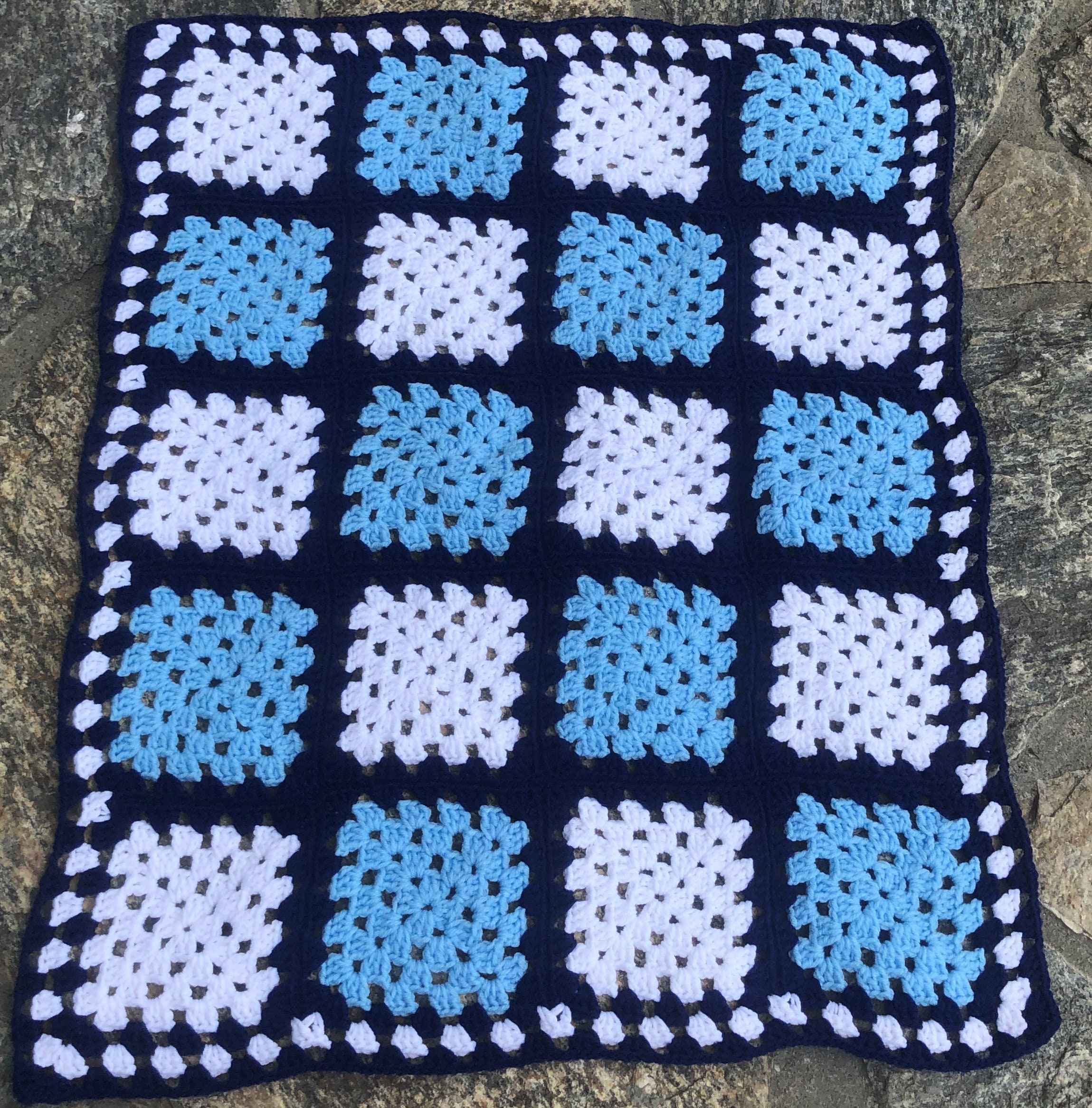 Baby Blanket Bright Blue Checkers Beautiful Etsy