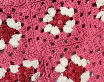 Cherry Blossom, Eco Friendly, Sustainable, Handmade Crochet Baby Blanket- Beautiful, Vintage & Unique