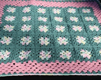 Welcome Home , Upcycled Handmade, Crochet Baby Blanket- Beautiful, Vintage & Unique
