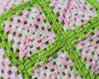 Lily Pad, Eco Friendly, Handmade, Crochet Baby Blanket- Beautiful, Vintage & Unique