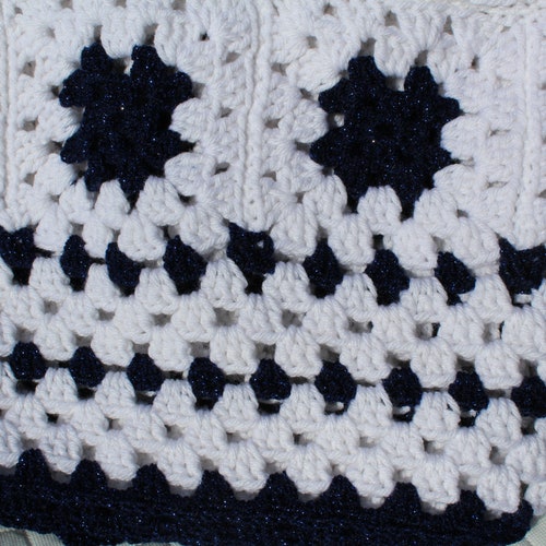 Navy Star, Baby Crochet Blanket , Beautiful, Handmade, buy Vintage