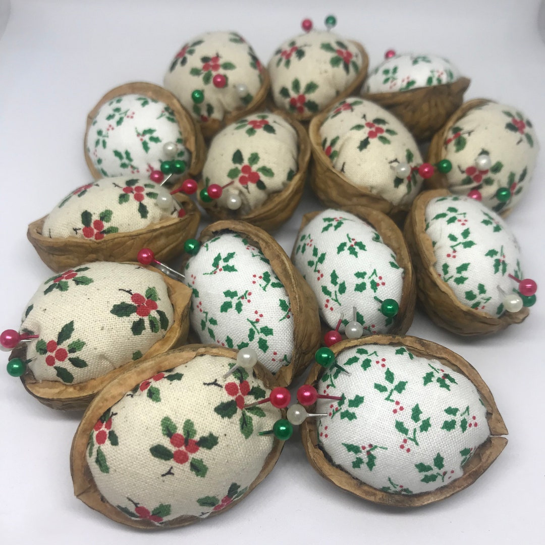 Walnut Shell Pincushion Holly Etsy UK