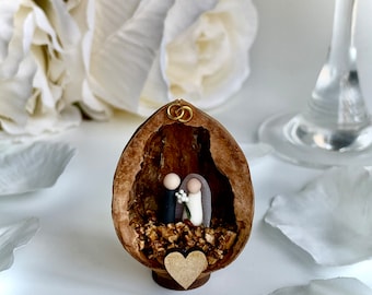 Wedding in a Nutshell, unique personalised handmade wedding keepsake gift for couple