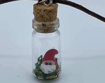 Gnome in a bottle necklace