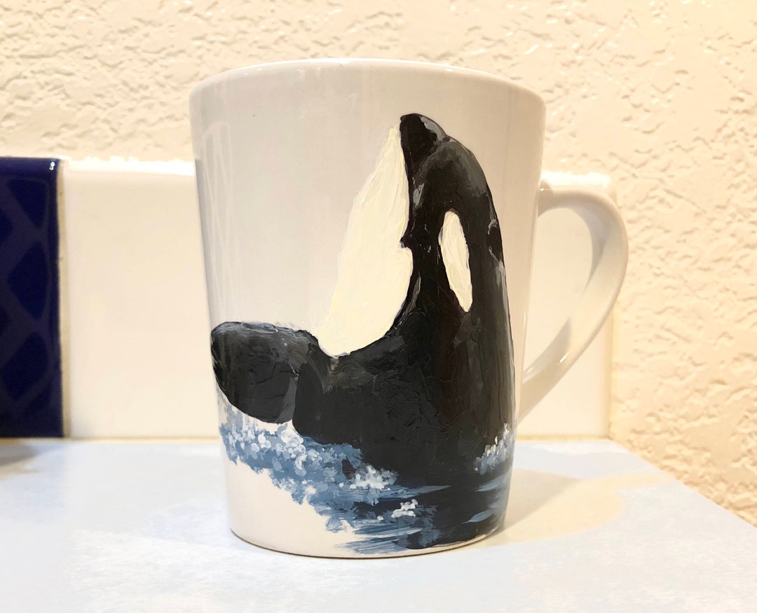 Hand-painted Orca Killer Whale, White, Coffee Tea Mug, 14 Oz. Gift, J56 ...