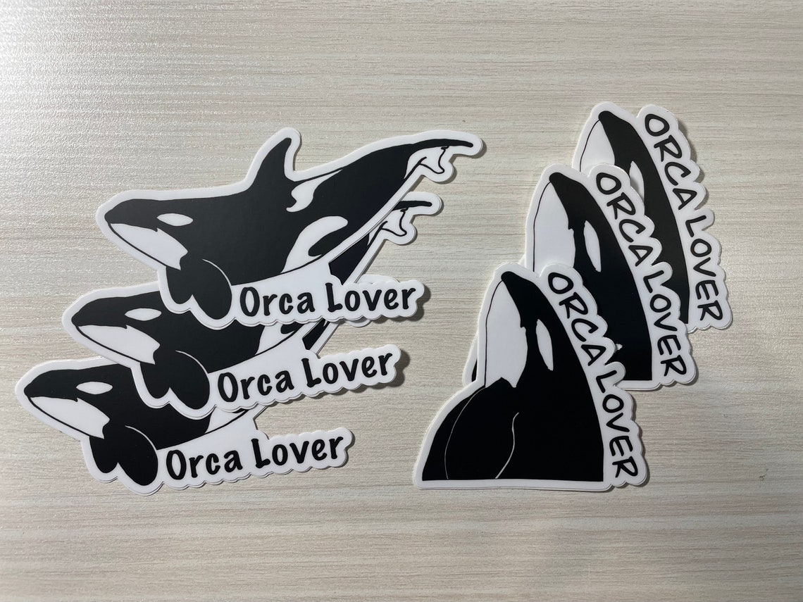 Orca Killer Whales Decals, Sticker, Art, 3 or 5 Waterproof, Dishwasher